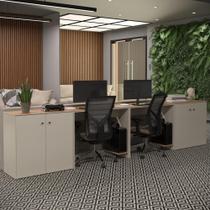 Conjunto de Escritório 4 Peças Smart Office 2 Mesas e 2 Aparador Buffet