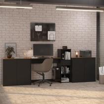 Conjunto De Escritório 4 Peças Tech Office Mesa Livreiro E 2 - Preto E Cedro Preto E Cedro Conjunto De Escritório 4 Peças Tech Office Mesa Livreiro E 2 - Preto E Cedro Preto E Cedro