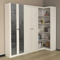 Conjunto de Escritório com 2 Armários 2 Portas e 1 Armário de Canto Aberto com 6 Prateleiras MDP Branco Tecnomobili Conjunto de Escritório com 2 Armários 2 Portas e 1 Armário de Canto Aberto com 6 Prateleiras MDP Branco Tecnomobili