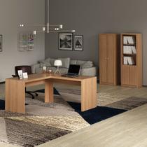 Conjunto de Escritório com 2 Armários 2 Portas e Mesa para Escritório Angular em L 157,3cm MDP Amêndoa Tecnomobili Conjunto de Escritório com 2 Armários 2 Portas e Mesa para Escritório Angular em L 157,3cm MDP Amêndoa Tecnomobili