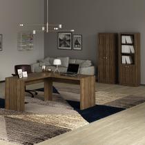 Conjunto de Escritório com 2 Armários 2 Portas e Mesa para Escritório Angular em L 157,3cm MDP Nogal Tecnomobili Conjunto de Escritório com 2 Armários 2 Portas e Mesa para Escritório Angular em L 157,3cm MDP Nogal Tecnomobili