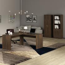 Conjunto de Escritório com 2 Armários 2 Portas e Mesa para Escritório Angular em L 157,3cm MDP Rústico Tecnomobili Conjunto de Escritório com 2 Armários 2 Portas e Mesa para Escritório Angular em L 157,3cm MDP Rústico Tecnomobili