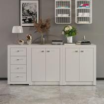 Conjunto de Escritório com 2 Balcões 60cm 2 Portas e 1 Prateleira e Gaveteiro com 4 Gavetas MDP Branco Tecnomobili