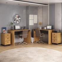 Conjunto de Escritório com 2 Mesas e 2 Gaveteiros 100% MDF Yescasa Conjunto de Escritório com 2 Mesas e 2 Gaveteiros 100% MDF Yescasa