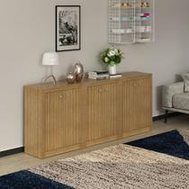 Conjunto de Escritório com 3 Balcões 60cm com 2 Portas e 1 Prateleira MDP Amêndoa Tecnomobili