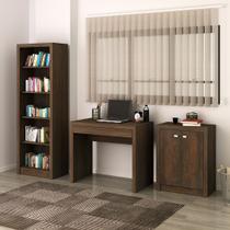 Conjunto de Escritório com Balcão 2 Portas , Estante com 5 Prateleiras e Mesa com 1 Gaveta MDP Rústico Tecnomobili