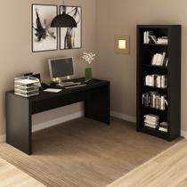 Conjunto de Escritório com Estante para Multiuso com 5 Prateleiras e Mesa163cm MDP Preto Tecnomobili