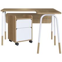 Conjunto de Escritório Mesa em L e Gaveteiro 28002X27998 Hanover Branco Artesano