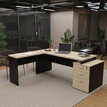 Conjunto De Escritório Mesa Pedestal Em L 3 Gavetas Netmobil Conjunto De Escritório Mesa Pedestal Em L 3 Gavetas Netmobil