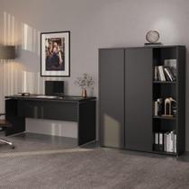 Conjunto de Escritório Office 2 Peças Mesa Armário Alto Oslo - ViaNossa