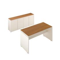 Conjunto De Escritório Office 2 Peças Mesa E Balcão Buffet T - Off White E Cedro Off White E Cedro