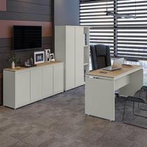 Conjunto de Escritório Office 3 Peças Mesa Balcão Buffet e Armário Multiuso Estante Livreiro Athenas Via Nossa