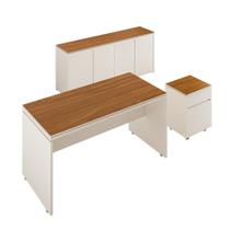 Conjunto de Escritório Office 3 Peças Mesa Gaveteiro Balcão Oslo - ViaNossa