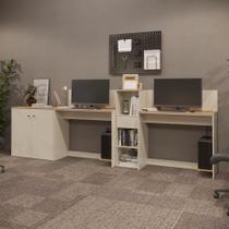 Conjunto de Escritório Smart 1 Livreiro 1 Buffet e 2 Mesas 90cm Conjunto de Escritório Smart 1 Livreiro 1 Buffet e 2 Mesas 90cm