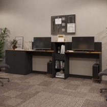 Conjunto de Escritório Smart 1 Livreiro 1 Buffet e 2 Mesas 90cm