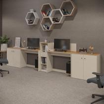 Conjunto de Escritório Smart 1 Livreiro 2 Buffet e 2 Mesas 90cm Conjunto de Escritório Smart 1 Livreiro 2 Buffet e 2 Mesas 90cm