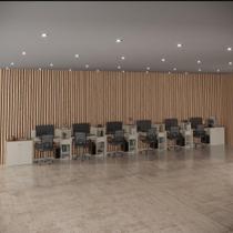 Conjunto de Escritório Smart 5 Livreiro 2 Buffet e 6 Mesas 90cm