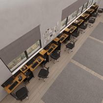 Conjunto de Escritório Smart 8 Livreiro e 9 Mesas 90cm