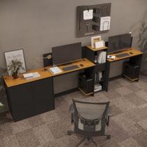 Conjunto De Escritório Tech 1 Livreiro 1 Buffet E 2 Mesas 90 - Preto E Cedro Preto E Cedro Conjunto De Escritório Tech 1 Livreiro 1 Buffet E 2 Mesas 90 - Preto E Cedro Preto E Cedro