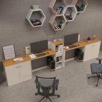 Conjunto De Escritório Tech 1 Livreiro 2 Buffet E 2 Mesas 90 - Off White E Cedro Off White E Cedro Conjunto De Escritório Tech 1 Livreiro 2 Buffet E 2 Mesas 90 - Off White E Cedro Off White E Cedro