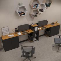 Conjunto De Escritório Tech 1 Livreiro 2 Buffet E 2 Mesas 90 - Preto E Cedro Preto E Cedro Conjunto De Escritório Tech 1 Livreiro 2 Buffet E 2 Mesas 90 - Preto E Cedro Preto E Cedro