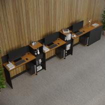 Conjunto De Escritório Tech 2 Livreiro 1 Buffet E 3 Mesas 90 - Preto E Cedro Preto E Cedro Conjunto De Escritório Tech 2 Livreiro 1 Buffet E 3 Mesas 90 - Preto E Cedro Preto E Cedro