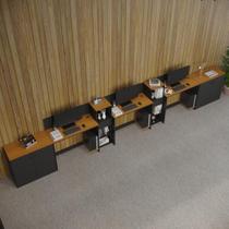 Conjunto De Escritório Tech 2 Livreiro 2 Buffet E 3 Mesas 90 - Preto E Cedro Preto E Cedro Conjunto De Escritório Tech 2 Livreiro 2 Buffet E 3 Mesas 90 - Preto E Cedro Preto E Cedro