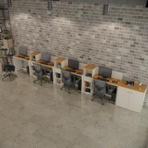 Conjunto De Escritório Tech 3 Livreiro 1 Buffet E 4 Mesas 90 - Off White E Cedro Off White E Cedro Conjunto De Escritório Tech 3 Livreiro 1 Buffet E 4 Mesas 90 - Off White E Cedro Off White E Cedro