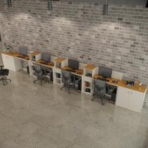 Conjunto De Escritório Tech 3 Livreiro 2 Buffet E 4 Mesas 90 - Off White E Cedro Off White E Cedro Conjunto De Escritório Tech 3 Livreiro 2 Buffet E 4 Mesas 90 - Off White E Cedro Off White E Cedro