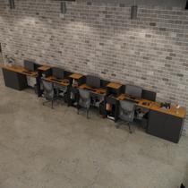 Conjunto De Escritório Tech 3 Livreiro 2 Buffet E 4 Mesas 90 - Preto E Cedro Preto E Cedro Conjunto De Escritório Tech 3 Livreiro 2 Buffet E 4 Mesas 90 - Preto E Cedro Preto E Cedro