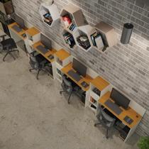 Conjunto De Escritório Tech 3 Livreiro E 4 Mesas 90cm - Vian - Off White E Cedro Off White E Cedro Conjunto De Escritório Tech 3 Livreiro E 4 Mesas 90cm - Vian - Off White E Cedro Off White E Cedro