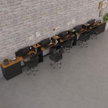 Conjunto De Escritório Tech 4 Livreiro 2 Buffet E 5 Mesas 90 - Preto E Cedro Preto E Cedro Conjunto De Escritório Tech 4 Livreiro 2 Buffet E 5 Mesas 90 - Preto E Cedro Preto E Cedro