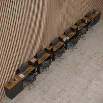 Conjunto De Escritório Tech 5 Livreiro 2 Buffet E 6 Mesas 90 - Preto E Cedro Preto E Cedro Conjunto De Escritório Tech 5 Livreiro 2 Buffet E 6 Mesas 90 - Preto E Cedro Preto E Cedro