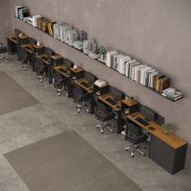 Conjunto De Escritório Tech 6 Livreiro 1 Buffet E 7 Mesas 90 - Preto E Cedro Preto E Cedro Conjunto De Escritório Tech 6 Livreiro 1 Buffet E 7 Mesas 90 - Preto E Cedro Preto E Cedro