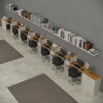 Conjunto De Escritório Tech 6 Livreiro 2 Buffet E 7 Mesas 90 - Off White E Cedro Off White E Cedro Conjunto De Escritório Tech 6 Livreiro 2 Buffet E 7 Mesas 90 - Off White E Cedro Off White E Cedro