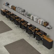 Conjunto De Escritório Tech 6 Livreiro 2 Buffet E 7 Mesas 90 - Preto E Cedro Preto E Cedro Conjunto De Escritório Tech 6 Livreiro 2 Buffet E 7 Mesas 90 - Preto E Cedro Preto E Cedro
