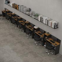 Conjunto De Escritório Tech 6 Livreiro E 7 Mesas 90cm - Vian - Preto E Cedro Preto E Cedro Conjunto De Escritório Tech 6 Livreiro E 7 Mesas 90cm - Vian - Preto E Cedro Preto E Cedro