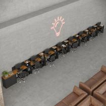 Conjunto De Escritório Tech 7 Livreiro 1 Buffet E 8 Mesas 90 - Preto E Cedro Preto E Cedro Conjunto De Escritório Tech 7 Livreiro 1 Buffet E 8 Mesas 90 - Preto E Cedro Preto E Cedro