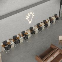 Conjunto De Escritório Tech 7 Livreiro E 8 Mesas 90cm - Vian - Off White E Cedro Off White E Cedro Conjunto De Escritório Tech 7 Livreiro E 8 Mesas 90cm - Vian - Off White E Cedro Off White E Cedro