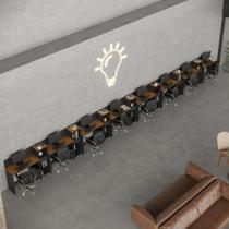 Conjunto De Escritório Tech 7 Livreiro E 8 Mesas 90cm - Vian - Preto E Cedro Preto E Cedro Conjunto De Escritório Tech 7 Livreiro E 8 Mesas 90cm - Vian - Preto E Cedro Preto E Cedro