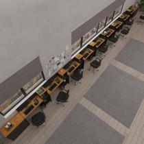 Conjunto De Escritório Tech 8 Livreiro 2 Buffet E 9 Mesas 90 - Preto E Cedro Preto E Cedro