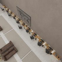 Conjunto De Escritório Tech 9 Livreiro 2 Buffet E 10 Mesas 9 - Off White E Cedro Off White E Cedro