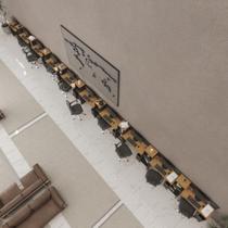 Conjunto De Escritório Tech 9 Livreiro E 10 Mesas 90cm - Via - Preto E Cedro Preto E Cedro Conjunto De Escritório Tech 9 Livreiro E 10 Mesas 90cm - Via - Preto E Cedro Preto E Cedro