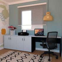 Conjunto de Escrivaninha com Armário de Escritório Tonal 4 PT Preto e Cinza Cristal Conjunto de Escrivaninha com Armário de Escritório Tonal 4 PT Preto e Cinza Cristal