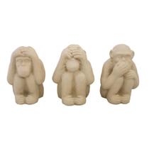 Conjunto De Esculturas Decorativas Macacos Sábios Bege Para Decoração