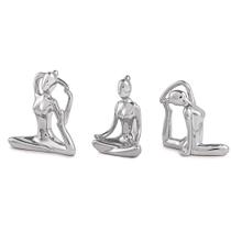 Conjunto de Esculturas Decorativas Yoga em Porcelana Prata G39 - Gran Belo