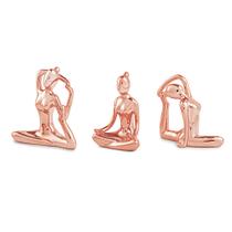 Conjunto de Esculturas Decorativas Yoga em Porcelana Rose G39 - Gran Belo
