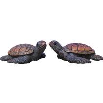 Conjunto de esculturas para decoração de jardim em resina de tartaruga marinha 7,6 cm