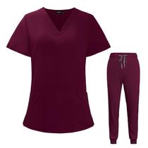 Conjunto de esfoliantes VIAOLI Scrubs para mulheres, blusa com decote em V e calças de corrida