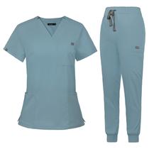 Conjunto de esfoliantes VIAOLI Scrubs para mulheres, blusa e calça de corrida azul celeste